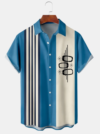 Herren Geometrisch Print Lässig Atmungsaktiv hawaiisch Kurzarm Hemden