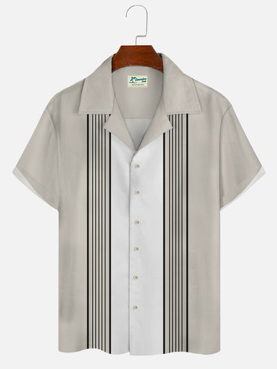 Royaura Herren Retro 60s Gestreift Bowling Shirts Falten Beständig Große Größen Hemdenn&Shirts