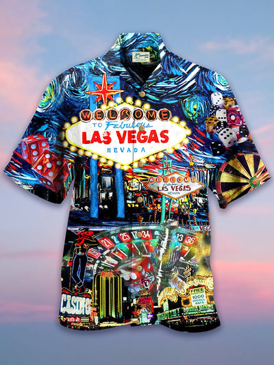 Royaura Las Vegas Poker Kunst Herren hawaiisch Shirts Strecken Übergröße Aloha Button Down Shirts für Herren und Damen