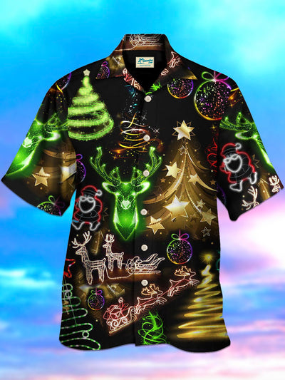Herren Weihnachten Shirts Weihnachten Baum Stern Elch Farbverlauf Falten Freie Große Größen Hemdenn&Shirts