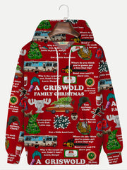 Royaura Weihnachten Rot Herren Tunnelzug Kapuzenpullover Kartoon Strecken Große Größen Warm Lässig Pullover Sweatshirts