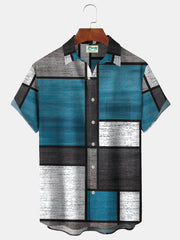 Royaura Retro Geometrisch Kontrast hawaiisch Hemden Übergröße Urlaub Aloha Knitterfrei Hemden