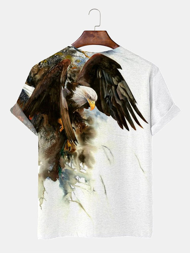 Royaura Herren Adler Print hawaiisch Übergröße T-Shirt