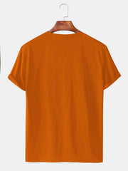 Royaura Retro Kartoon Orange Herren Lässig Kurzarm Rundhals T-Shirt Strecken Spaß Hemdenn&Shirts