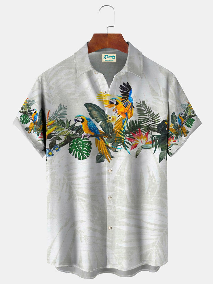 Royaura Papagei Blumenmuster Herren Urlaub hawaiisch Groß und groß Aloha Hemden