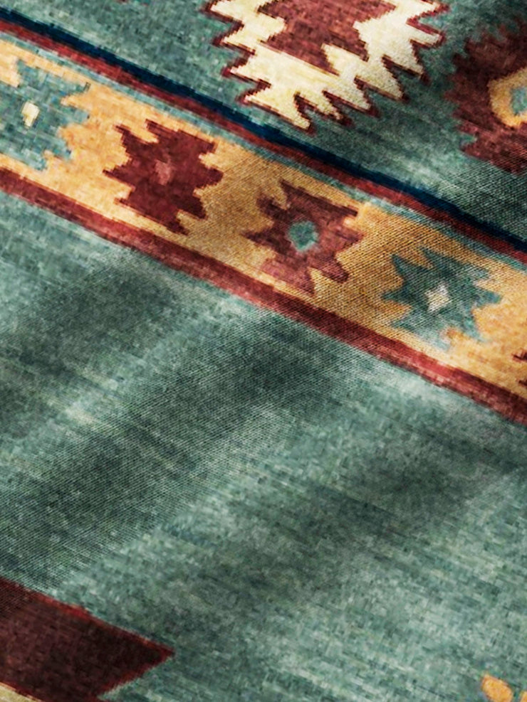 Royaura Retro aztekisch Geometrisch Kunst Herren Lässig Langarm Hemden Warm Ethnisch Totem Große Größen Lager Tasche Shirts