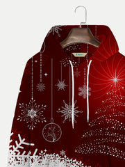 Royaura Herren Rot Weihnachten Kapuze Schneeflocke Kunst Baumwolle Gemisch Große Größen Sweatshirt