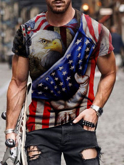 BrosWear Eagle Und Flagge Kurzarm T-Shirt