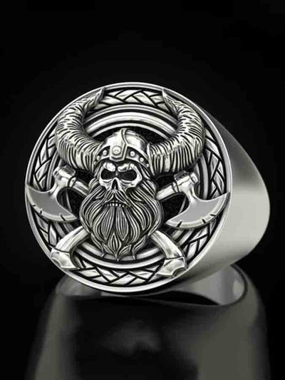 nordisch Mythologie Retro Wikinger Schädel Ring