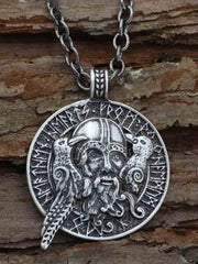 Wikinger Odin Porträt Krähe Pendant Halskette Amulett