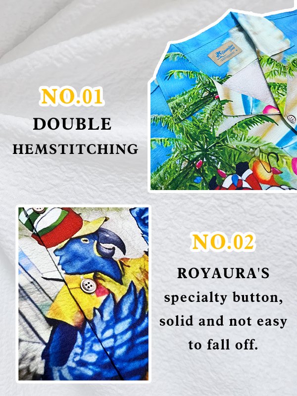 Royaura Retro Geometrisch Kontrast hawaiisch Hemden Übergröße Urlaub Aloha Knitterfrei Hemden
