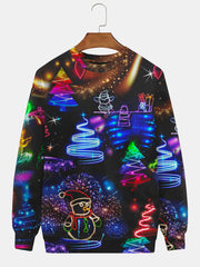 Royaura Weihnachten Urlaub Herren Rundhals Sweatshirt Warm und Bequem Große Größen Outdoor Pullover Sweatshirt