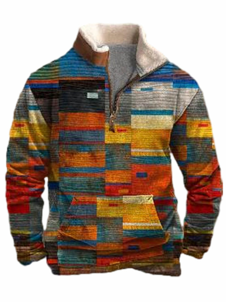 Royaura Herren texturiert Patchwork Print groß Tunnelzug Outdoor Camping-Kapuzenpullover