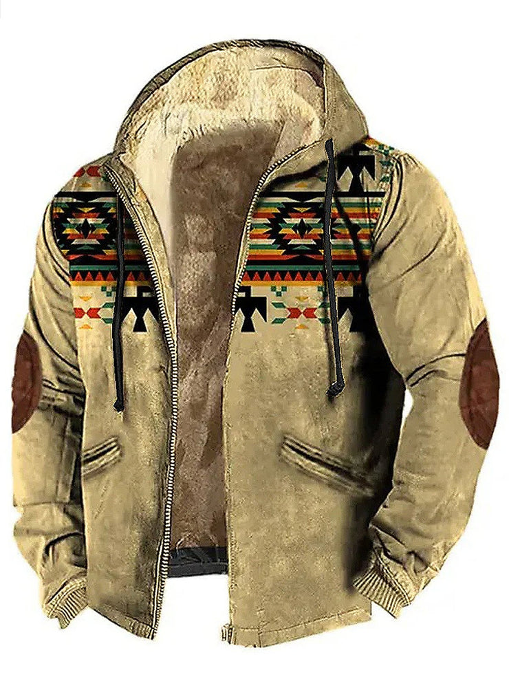 Royaura Herren Western Ethnisch aztekisch Print Tunnelzug Mit Kapuze Postleitzahl Sweatshirt Jacke