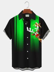 Royaura Herren Retro Bowling Weihnachten Farbverlauf hawaiisch Kurzarm Knopf Hoch Hemden