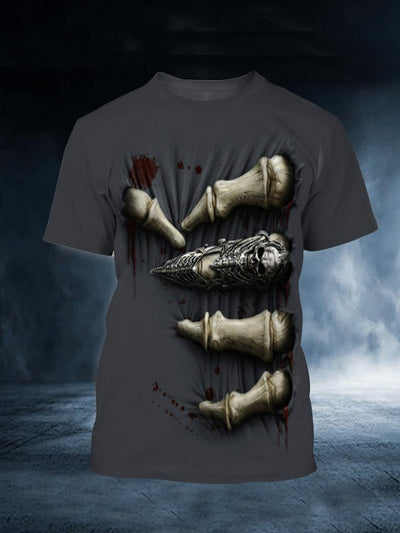 Retro Herren Wikinger und Totenkopf bedrucktes T-Shirt