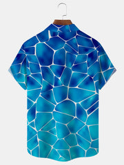Royaura Strand Urlaub Eis Blau Wasserwelligkeit Herren hawaiisch Shirts Geometrisch Kunst Schwimmbad Urlaub Strecken Große Größen Aloha Lager Tasche Shirts