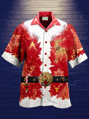 Herren Weihnachtsmann Print Lässig Atmungsaktiv hawaiisch Kurzarm Hemden