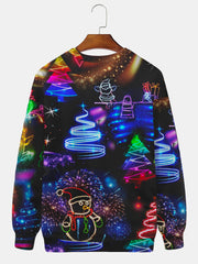 Royaura Weihnachten Urlaub Herren Rundhals Sweatshirt Warm und Bequem Große Größen Outdoor Pullover Sweatshirt