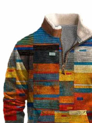 Royaura Herren texturiert Patchwork Print groß Tunnelzug Outdoor Camping-Kapuzenpullover