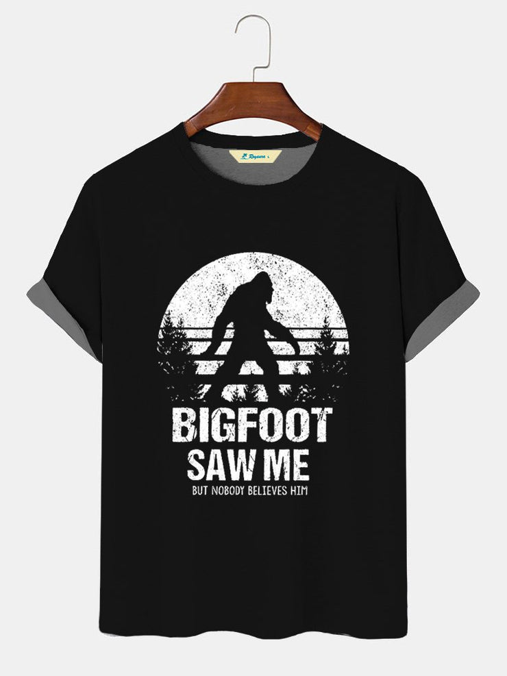 Royaura Herren Bigfoot Sah Mir Aber niemand glaubt ihm Lustig Outdoor Camping Grafik Print Rundhals Lässig Baumwolle Text Briefe T-Shirt