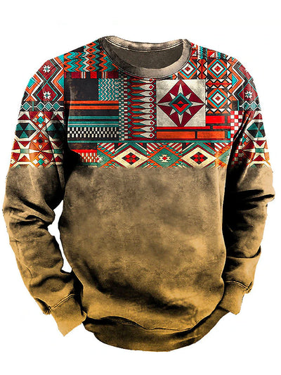 Royaura Herren Western Ethnisch aztekisch Print Rundhals Sweatshirt