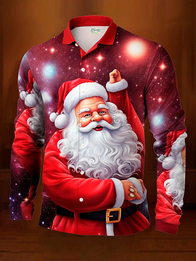 Royaura Herren Weihnachten Weihnachtsmann Button Down Langarm Hemden