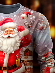 Royaura Herren Weihnachten Weihnachtsmann Print Rundhals Langarm Sweatshirt