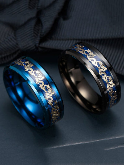Blau & Schwarz Drachenatemstahl Wikinger Ringe