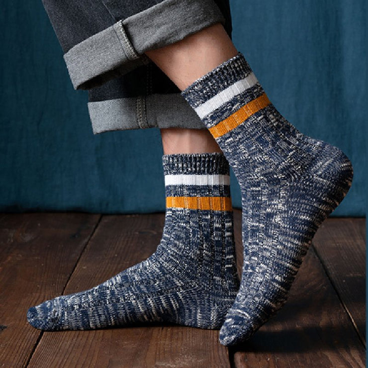 Herren Herbst und Winter mittleres Rohr Gestreift Farbe Baumwolle Lässig Socken