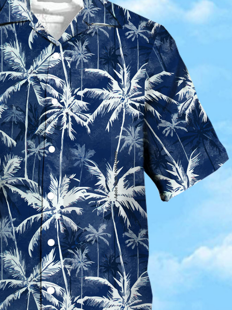 Herren hawaiisch Print Revers Weit Kurzarm Fashion Aloha Hemden
