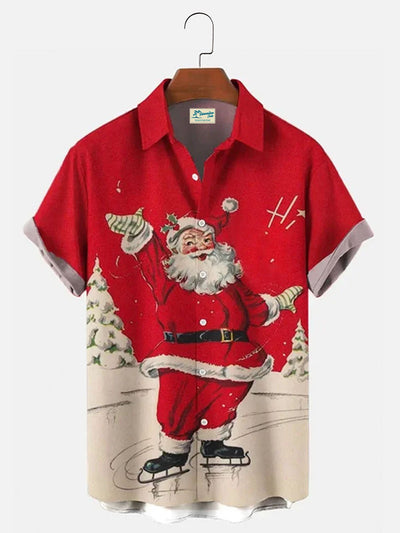 Herren Weihnachten Print Atmungsaktiv Lässig Kurzarm Hemden
