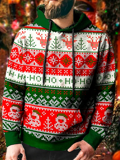 Royaura Herren Weihnachten Schneeflocke Print Tunnelzug Mit Kapuze Sweatshirt