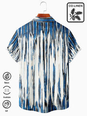 Royaura Baumwolle Leinen Kunst Farbverlauf Strukturiert Print Brust Tasche Hemden Große Größen Resort Hemden