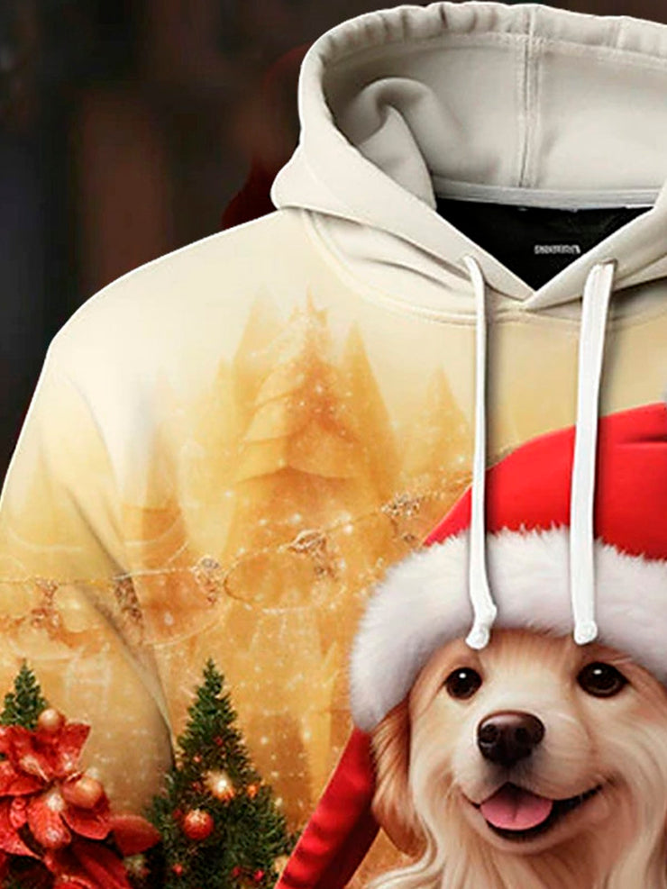 Royaura Herren Weihnachten Hund Print Tunnelzug Mit Kapuze Sweatshirt