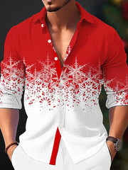Royaura Weihnachten Print Herren Knopf Tasche Langarm Hemden