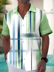 Royaura Basic Farbverlauf Linie Print Strand Herren hawaiisch Übergröße Hemden mit Taschen