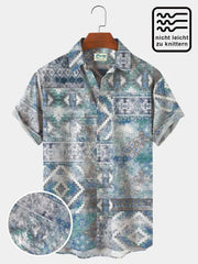 Royaura Ethnisch Muster Strukturiert hawaiisch Hemden Übergröße Urlaub Aloha Knitterfrei Hemden