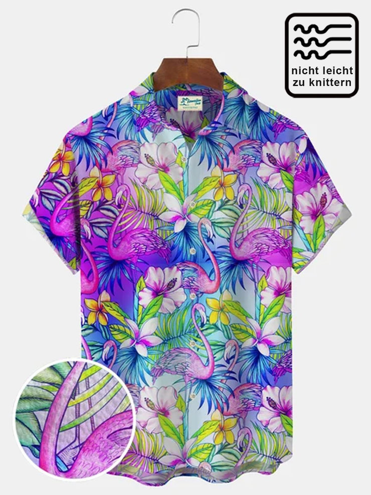 Royaura Strand Urlaub Pink Flamingo Tropisch Herren und Damen Aloha hawaiisch Shirts Strecken Übergröße Knopf Shirts