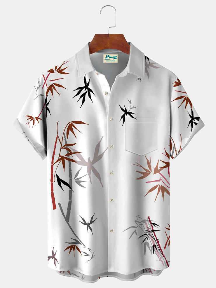 Royaura Bambus Print Strand Herren hawaiisch Übergröße Hemden Mit Tasche Knitterfrei Hemden