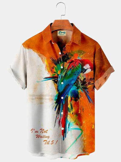 Royaura hawaiisch Papagei Farbverlauf Print Herren Knopf Tasche Hemden