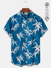 Royaura hawaiisch Pflanze Blätter Bambus Print Herren Knopf Tasche Kurzarm Hemden