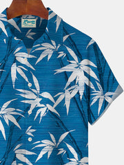 Royaura hawaiisch Pflanze Blätter Bambus Print Herren Knopf Tasche Kurzarm Hemden