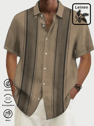 Royaura Baumwolle Herren Gestreift hawaiisch Kurzarm Hemden