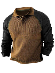 Royaura 50's Retro Farbblock Revers Herren Langarm Polo Shirts Strecken Große Größen Pullover Sweatshirts