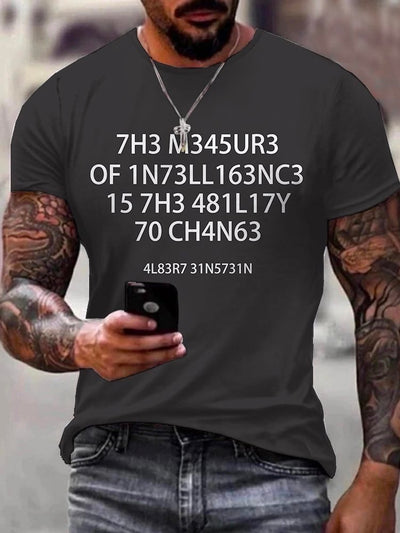 Herren Lustig Der Messen der Intelligenz Grafik Print Weit Baumwolle Lässig Text Briefe T-Shirt