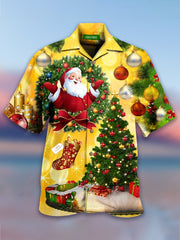 hawaiisch Retro Weihnachten Herren Lässig Kurzarm Hemden