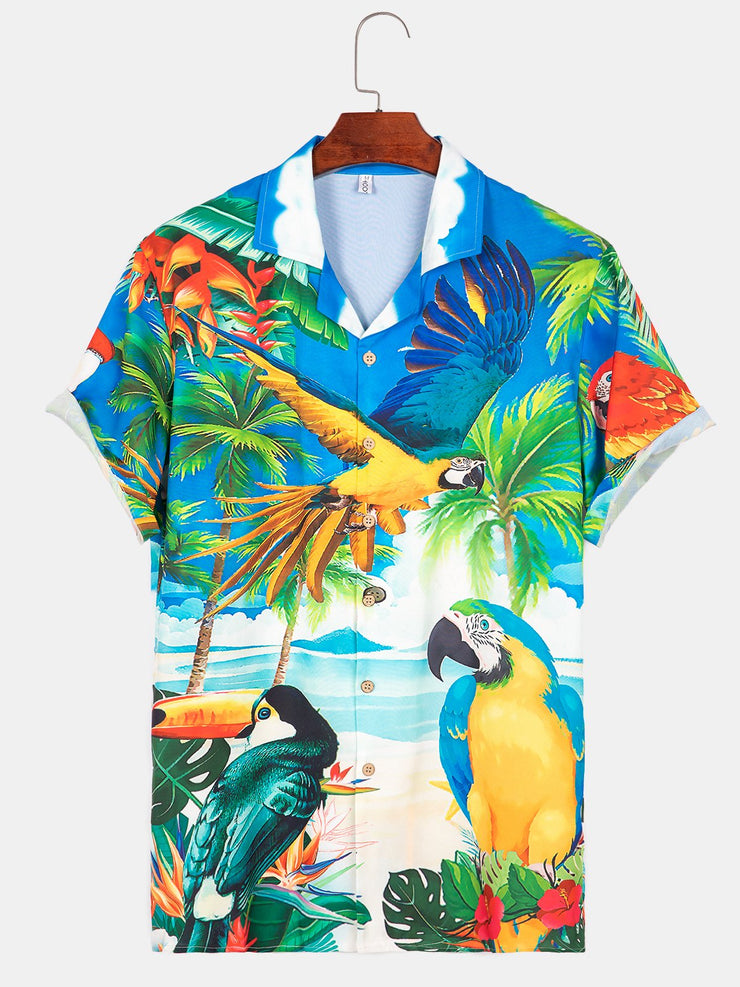 Papageien Lässig Baumwollgemisch Print Shirts & Hemdenn&Shirts
