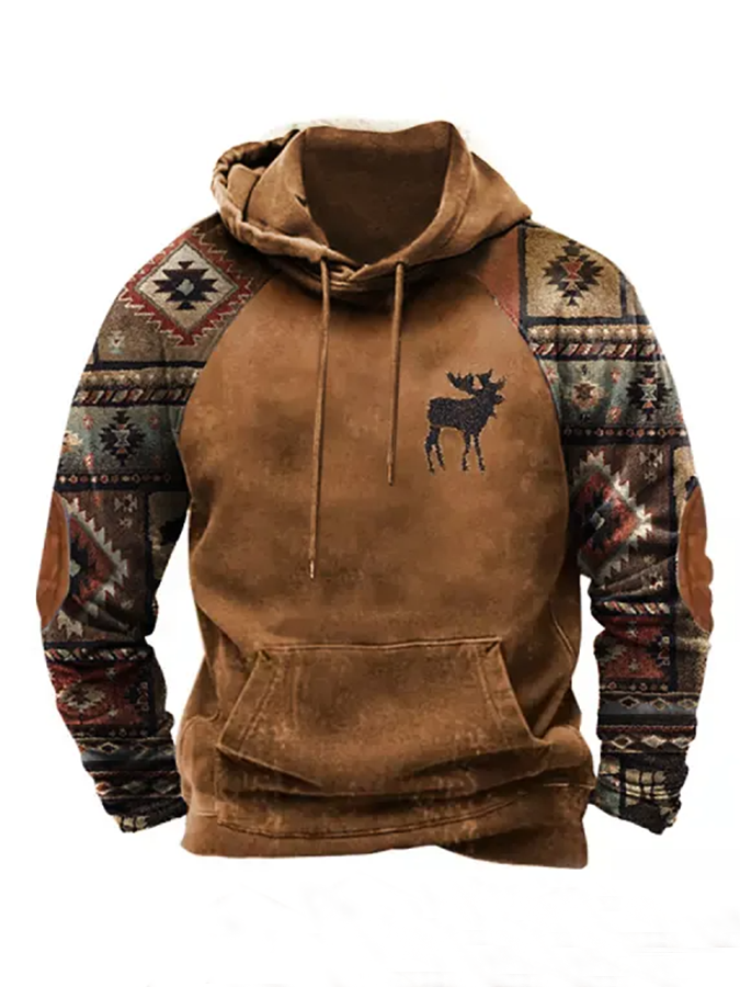 Royaura Kunst Retro Herren aztekisch Mit Kapuze Sweatshirt